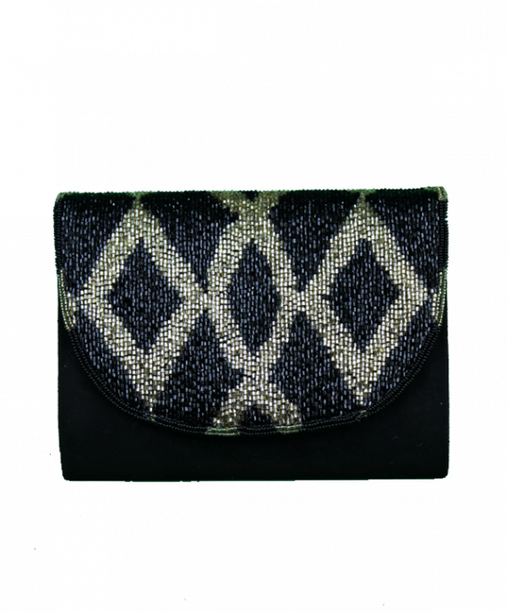 Borsetta Nera perline nero e oro