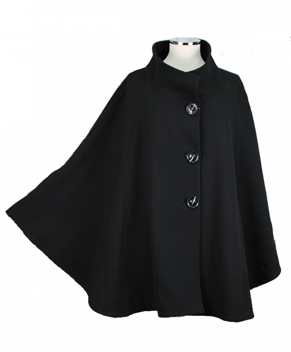 Cappa Nero tessuto Crepe elasticizzata