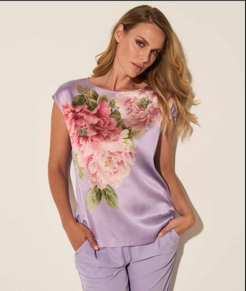 Top Piero Moretti Fiori Lilla