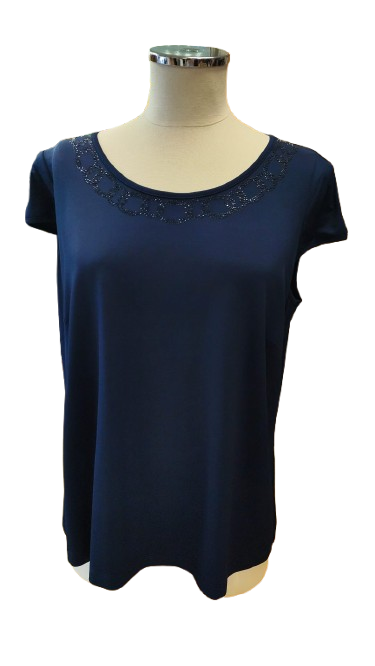 Maglia blu Piero Moretti ricamo collo